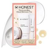 Honest Beauty The Icons Skincare Trio Travel Kit | Mini Hydrogel Cream, Gentle Gel Cleanser, Vitamin C Radiance Serum | Gentle for Sensitive Skin + Vegan