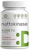 Nattokinase Supplement 4,000 FU Per Serving, 240 Veggie Capsules – Japanese Natto with Bromelain, Turmeric Curcumin & Black Pepper Complex – Digestive Enzymes & Heart Health – Non-GMO, Vegan