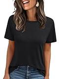 AUTOMET Summer Tops Womens Spring Short Sleeve Shirts Beach Vacation Clothes Fashion Plus Size Tshirts for Teen Girls 2025 02black L