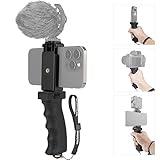 Universal Ergonomic Anti-Fall Mobile Phone Smartphone Handle Stabilizer Mount Rig Portable Selfie Stick Tripod Handheld Vlogging Monopod for 60-85mm Wide iPhone Samsung Android