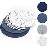 SHACOS 8 Inches Trivets for Hot Dishes, 4 Pieces Cotton Trivets Mats for Kitchen, Hot Pads for Countertops and Table, Heat-Resistant Pot Holders for Hot Pots and Pans(Blue, 4pcs)