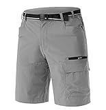 TACVASEN Mens Outdoor Hiking Shorts Summer Lightweight Quick Dry Casual Water Resistant Cargo Fishing Golf Shorts Light Grey, 32
