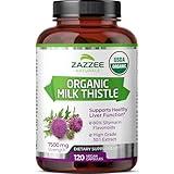 Zazzee USDA Organic Milk Thistle 30:1 Extract, 7500 mg Strength, 120 Vegan Capsules, 80% Silymarin Flavonoids, Standardized and Concentrated 30X Extract, 100% Vegetarian, All-Natural and Non-GMO