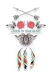 Listen to Your Heart: Notebook Journal Diary Native American Design 6" x 9" Blank Wide Ruled Line Paper 130 Pages