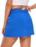 CRZ YOGA Womens High Waisted Tennis Skirts with 3 Pockets Golf A Line Lightweight Cute Athletic Casual Skorts Sparkle Blue Medium