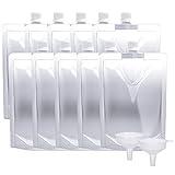 Keon Plastic Flasks - Concealable and Reusable Drink Bags, Leak-Proof, BPA-Free for Travel, Outdoor Sports, Concerts, Events (15OZ - 10PCS + 2 Funnels)