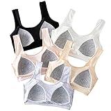 Herepai Teen Girls'Training Bra Seamless Cotton Cami Wireless Sports Bras (9-12 Years,Mixed 5 Colors)