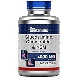 tnvitamins Glucosamine, Chondroitin, & MSM (4000 MG - 240 Capsules) for Men & Women | Joint Support Supplement Complex* | More Than Triple Strength! | Non-GMO | Produced in The USA