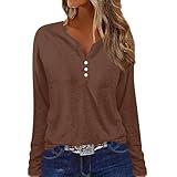 Long Sleeve Shirts for Women Womens Oversized Button Down Shirts Fall Fashion Womens Sweaters Fall Y2K Long Sleeve Top T Shirt for Women Basic Tops A Brown