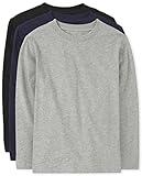 The Children's Place boys Long Sleeve Basic Layering T-shirt T Shirt, Black/Tidal/H Gray 3 Pack, Large US