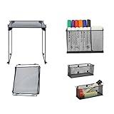 Neudeco Mesh Locker Organization Kit,Back to School Essentials 5 pcs， Includes Black Magnetic Pen Holder, Storage Basket and Gray Folding Locker Shelf