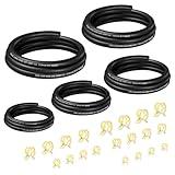 5PCS Fuel Line Hose Kit,NBR Fuel Hose Include 3/16" 5/16" 3/8" 1/2" 1/4" Gas Line Hose 3.28Ft Each with 20PCS Clamps for Automotive Fuel System,Universal Car Accessories Gas Hose