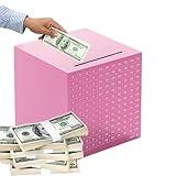 Metal Adults Piggy Bank Stainless Steel Money Saving Box with Counter Savings Challenge Box Money Bank Saver Money Box for Adults Child（3000 Dollar） (Pink)