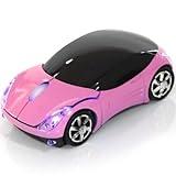 HuGuWdy Pink Wireless Car Mouse - 2.4G Wireless with USB Receiver, Optical Mouse for PC, Laptop, Tablet - Win XP/Vista/7/ME/2000/Mac OS