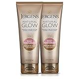 Jergens Natural Glow Self Tanner Body Lotion, Daily Sunless Tanning, Medium to Deep Skin Tone, Daily Moisturizer with Coconut Oil, Vitamin E and Antioxidants, 7.5 Oz, Pack of 2
