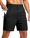 G Gradual Men's Hiking Shorts 7" Lightewight Casual Shorts for Men Quick Dry Stretch Golf Shorts with 3 Zipper Pockets Summer(Black,XL)