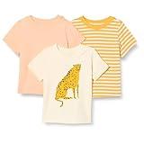 Amazon Essentials Unisex Babies' Short Sleeve T-Shirts, Pack of 3, Pastel Peach/Cheetah/Stripe, 18 Months