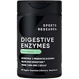 Sports Research Digestive Enzymes with Probiotics & Ginger - Plant Based for Dairy, Protein, Sugar & Carbs - Non-GMO Verified & Vegan Friendly (90 Veggie Capsules)