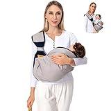 Shiaon Baby Sling Carrier, Baby Carrier Newborn to Toddler(7-45lbs), Toddler Carrier with Safety Buckle, One Shoulder Adjustable Shoulder Strap, One Size Fits All, Grey