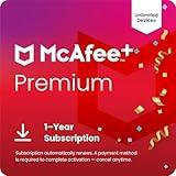 McAfee+ Premium Individual Unlimited Devices 2025 | Cybersecurity Software Includes Antivirus, Secure VPN, Scam Protection, Identity Monitoring | 1-Year Subscription with Auto-Renewal | Download