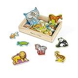 Melissa & Doug 20 Wooden Animal Magnets in a Box Cute Animal Fridge Magnets, Refrigerator for Toddlers Ages 2+ - FSC-Certified