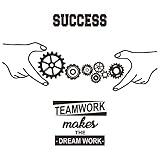 ANFRJJI Teamwork Wall Art, Quote Words "TEAMWORK makes the dream work" wall sticker The secret of success wall decor Multi-gear cooperation for Office Wall Decals effect size 32x27 inch JWH179 (black)