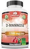 NaturaLife Labs A Higher Standard Organic D-Mannose 1,300 mg with Cranberry Extract Fast-Acting, Flush Impurities, Urinary Tract Health- 100 Veggie Capsules