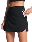 CRZ YOGA High Waisted Golf Skirts for Women A Line Tennis Athletic Casual Skort with Inner Shorts Pockets Black Small
