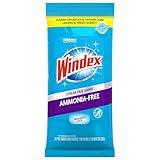 Windex Wipes Glass Cleaning Ammonia Free, Pre-Moistened Wipes for Cleaning All Glass Surfaces, Crystal Rain Fresh Scent, 25 Count