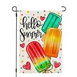 CROWNED BEAUTY Summer Garden Flag Popsicles Double Sided 12x18 Inches Small Burlap Seasonal Welcome Yard Decoration for Outside Porch CF1813-12