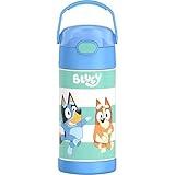 THERMOS FUNTAINER Water Bottle with Straw - 12 Ounce - Kids Stainless Steel Vacuum Insulated Water Bottle with Lid, Bluey