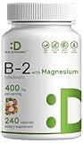 DEAL SUPPLEMENT Vitamin B2 400mg (Riboflavin) | with Magnesium Glycinate 400mg, 240 Capsules – 2 in 1 Support Healthy Nervous System, Mood, Blood & Energy Production, Non-GMO