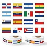 CNhoqc Hispanic Heritage Month Sticker - 1000pcs Latin American Country Flags Waterproof Vinyl Reusable Laptop Stickers Roll Coloring Book Scrapbook Water Bottle Page Activity Pad Birthday Party Favor