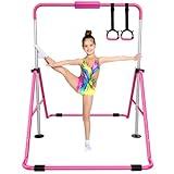 Tepemccu Expandable Gymnastics Bars,Adjustable Height Gymnastic Horizontal Bars,Junior Training Bar Children Folding Training Monkey Bars for Kids