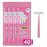 BIC Silky Touch Women's Disposable 2 Blade Razors, Pretty Pastel Colors with Slim Heads, 40-Pack