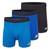New Balance Men's 6" Boxer Brief Fly Front with Pouch, 3-Pack,Black/Laser Blue/Team Royal, Large (36"-38")