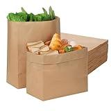 100 Pcs Paper Grocery Bags 13x9.8x5.5 Inch Large Brown Paper Gift Bags Bulk Paper Sacks for Valentine's Day Gift Packaging Grocery Shopping