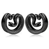 Casvort 2 PCS 8mm (0g) Hypoallergenic 316 Stainless Steel Black Sanke Saddle Hangers Tunnels Ear Gauges Plugs Expander Women Body Piercing Tunnels