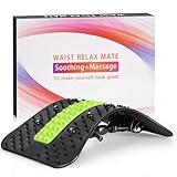 Back Stretcher with 10 Magnets – Adjustable Lumbar Spine Deck, Multi-Level Spinal Decompression Device for Lower Back Pain Relief, Green Silicone Strip, Posture Correction, Black PP (52×40×56cm)