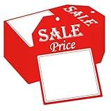 100 Pack Red Sale Price Tags with String 2x3 Inch Retail Labels Business Store Signs Point of Sale Price Pricing Card (Red)