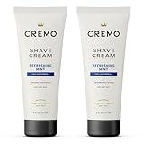 Cremo Barber Grade Cooling Shave Cream, Astonishingly Superior Ultra-Slick Shaving Cream Fights Nicks, Cuts And Razor Burn, 6 Fl Oz (2 Pack), WHITE