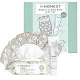 The Honest Company Babe's Clean Bum Gift Set | Diapering + Newborn Essentials | 99% Water Wipes (60 ct), Diaper Rash Cream (2.5 oz), Clean Conscious Diapers (Size 1, 7 ct)