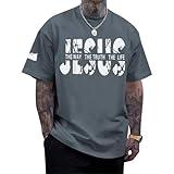 Migxsaf Christian Jesus Faith Shirts for Men God Religious Cross Bible Verse Inspirational Shirt Oversized Graphic Tees Tops(Dark Gray,XL)