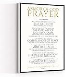 Canvas Wall Art Modern Art Print Armor Of God,Christian Spiritual Warfare Prayer Wall Art,Victorious Christian Living Quotes Painting Artwork Wall Decor For Home Office Wooden Frame Ready To Hang