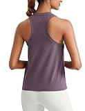 CRZ YOGA Womens Pima Cotton High Neck Workout Tank Racerback Athletic Sleeveless Tops Basic Casual Yoga Shirts Purple Gray Medium