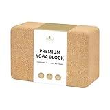 Hatha Yoga Cork Yoga Block, Natural Cork from Portuguese, Premium Brick 9"x6"x3", Eco-Friendly Yoga Accessories for Yoga, Pilates & Stretching