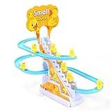Duck Roller Coaster, 6 PCS Ducks Small Duck Climbing Stairs, Funny Electric Llittle Duck Roller Coaster Set with LED Flashing Lights & Music Button, Duck Track Slide Birthday Gift for Age 3(Duck,9 dol