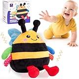 hahaland Baby Toy for 6 + 12 18 Months – Crawling Musical Dancing Bouncing Learning Bee Plush, Interactive Tummy Time Toy for 1 2 3 Year Old Boys Girls Birthday Gifts