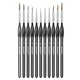 Detailing Paint Brush, 11 Pcs Miniature Paint Brushes with Triangular Handles, Art Paint Brushes for Acrylic Painting, Model, Face, Figurine, Watercolor, Oil, Paint by Numbers Kit for Adults