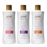 RAW SUGAR Simply Body Wash Variety Trio (25 Fl Oz, Pack of 3) Vegan Bath & Shower Gel, Raw Coconut + Mango, Pineapple + Maqui Berry + Coconut and Watermelon + Fresh Mint, No Sulfates & Parabens
